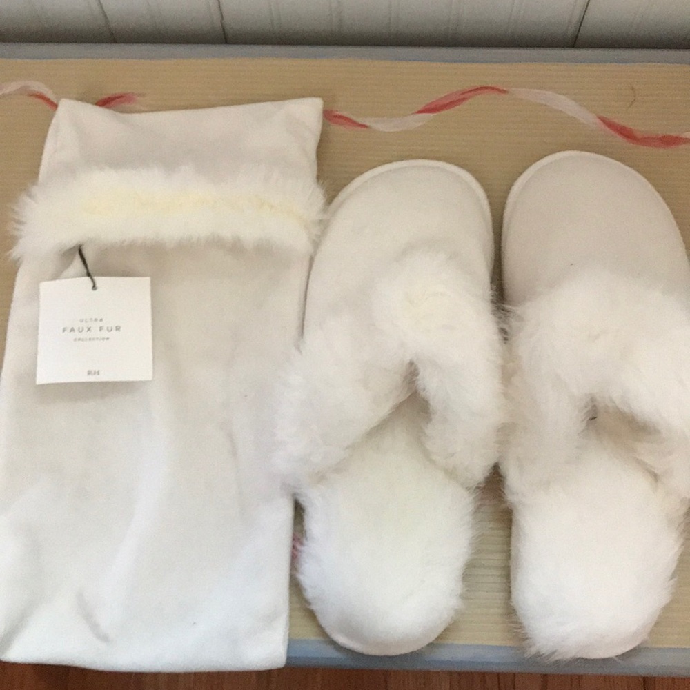 Restoration Hardware faux fur slippers!